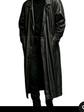 Vintage ADA Genuine Leather Long Coat Black Women’s Size M Made in Korea Classic